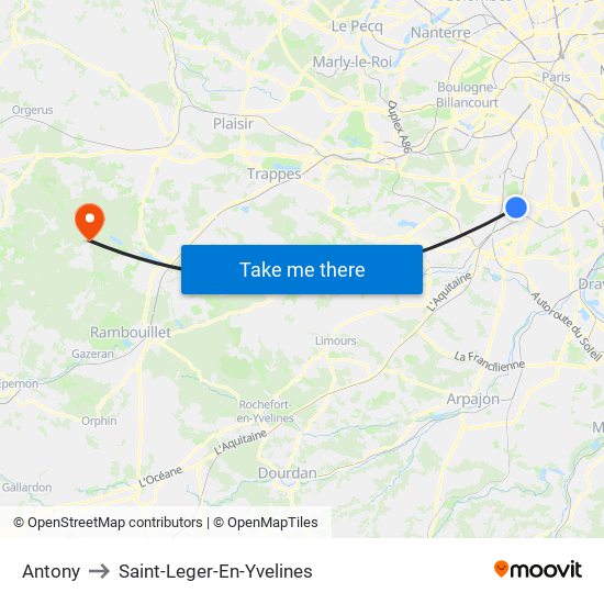 Antony to Saint-Leger-En-Yvelines map