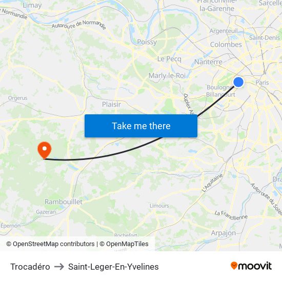 Trocadéro to Saint-Leger-En-Yvelines map