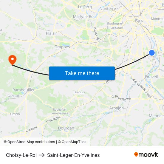 Choisy-Le-Roi to Saint-Leger-En-Yvelines map