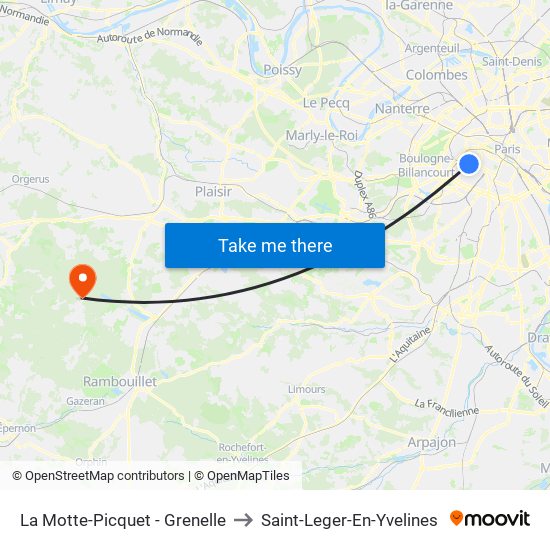 La Motte-Picquet - Grenelle to Saint-Leger-En-Yvelines map