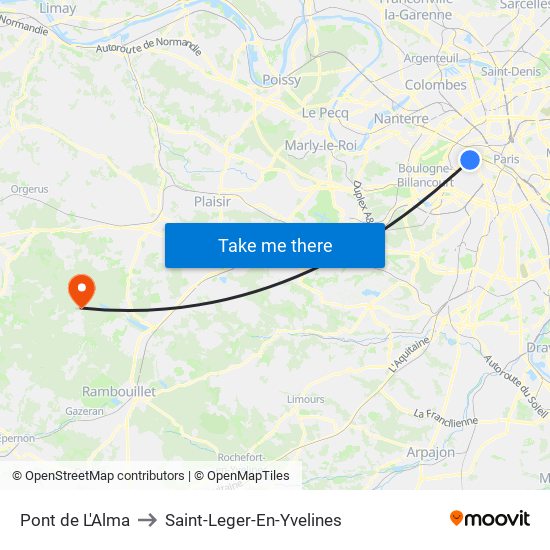 Pont de L'Alma to Saint-Leger-En-Yvelines map