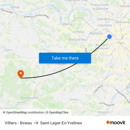 Villiers - Bineau to Saint-Leger-En-Yvelines map