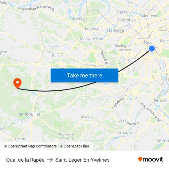 Quai de la Rapée to Saint-Leger-En-Yvelines map