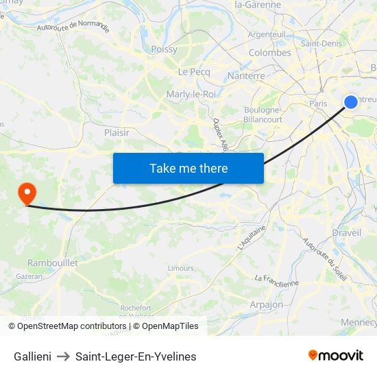 Gallieni to Saint-Leger-En-Yvelines map