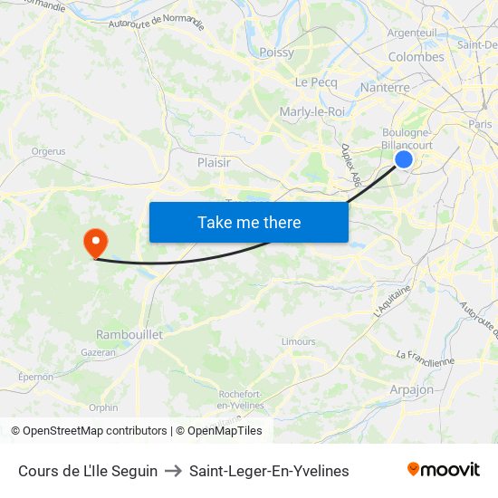 Cours de L'Ile Seguin to Saint-Leger-En-Yvelines map