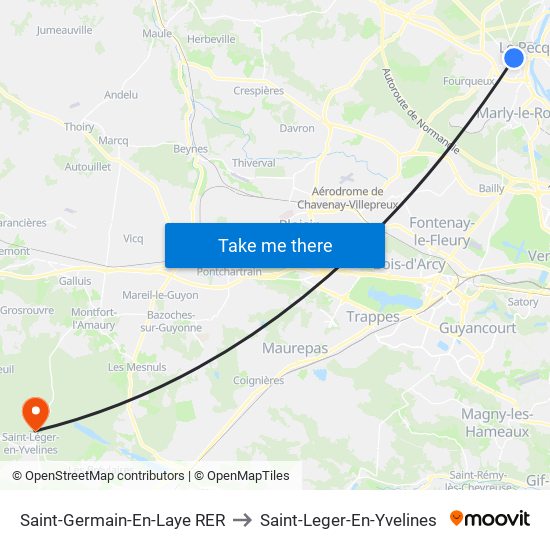 Saint-Germain-En-Laye RER to Saint-Leger-En-Yvelines map