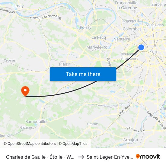 Charles de Gaulle - Étoile - Wagram to Saint-Leger-En-Yvelines map