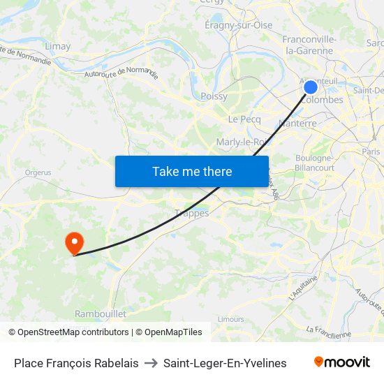 Place François Rabelais to Saint-Leger-En-Yvelines map