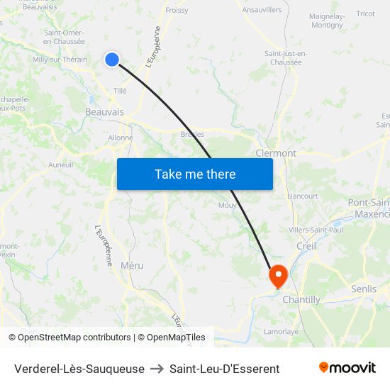 Verderel-Lès-Sauqueuse to Saint-Leu-D'Esserent map