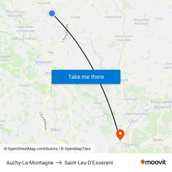 Auchy-La-Montagne to Saint-Leu-D'Esserent map