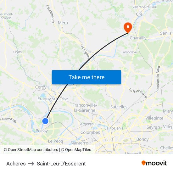 Acheres to Saint-Leu-D'Esserent map
