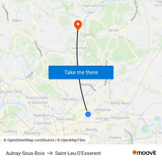 Aulnay-Sous-Bois to Saint-Leu-D'Esserent map