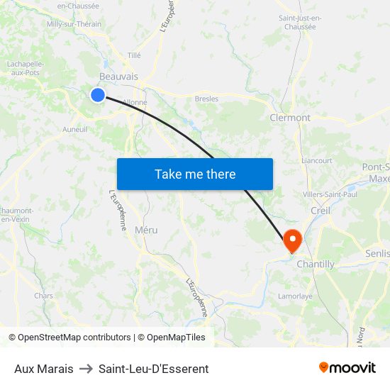 Aux Marais to Saint-Leu-D'Esserent map