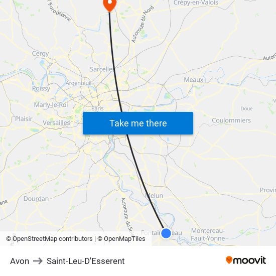 Avon to Saint-Leu-D'Esserent map