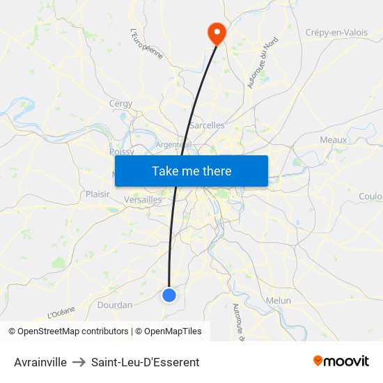 Avrainville to Saint-Leu-D'Esserent map