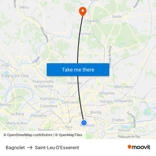 Bagnolet to Saint-Leu-D'Esserent map