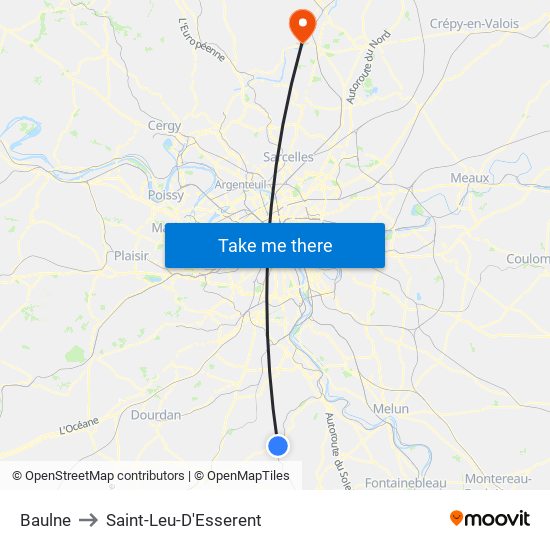 Baulne to Saint-Leu-D'Esserent map