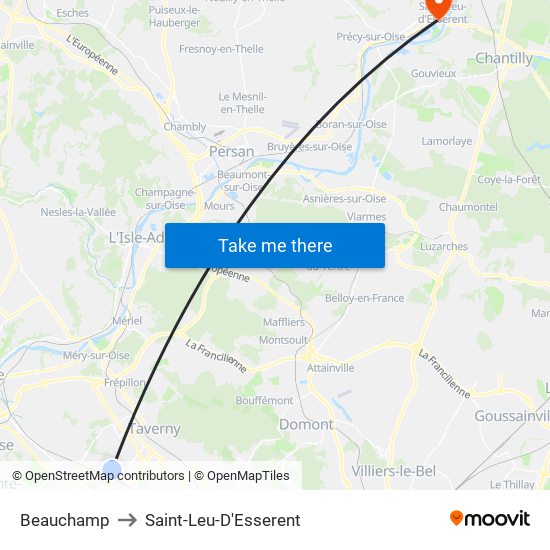 Beauchamp to Saint-Leu-D'Esserent map