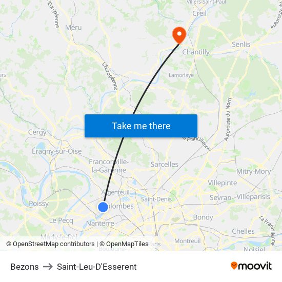 Bezons to Saint-Leu-D'Esserent map