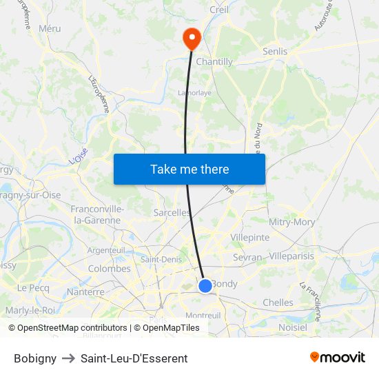 Bobigny to Saint-Leu-D'Esserent map