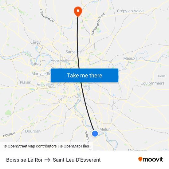 Boissise-Le-Roi to Saint-Leu-D'Esserent map