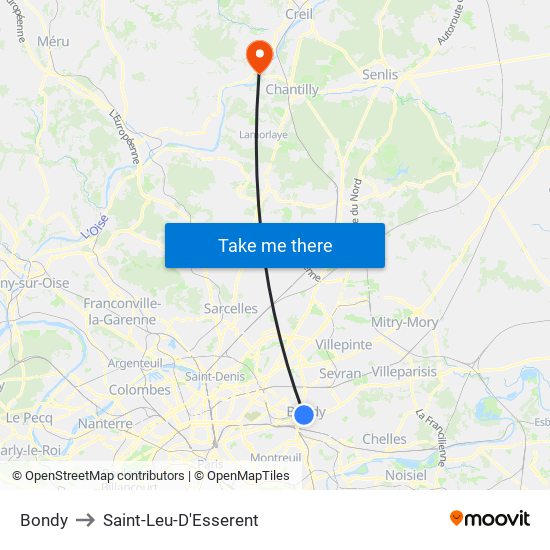 Bondy to Saint-Leu-D'Esserent map