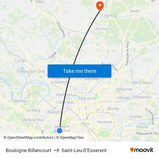 Boulogne-Billancourt to Saint-Leu-D'Esserent map