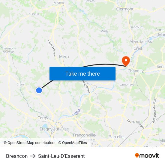 Breancon to Saint-Leu-D'Esserent map