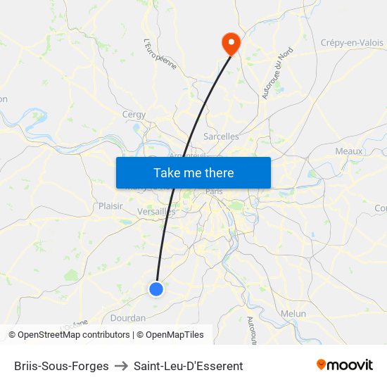 Briis-Sous-Forges to Saint-Leu-D'Esserent map