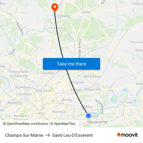 Champs-Sur-Marne to Saint-Leu-D'Esserent map