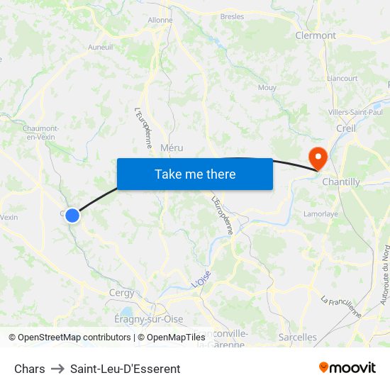 Chars to Saint-Leu-D'Esserent map
