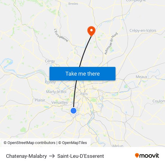 Chatenay-Malabry to Saint-Leu-D'Esserent map