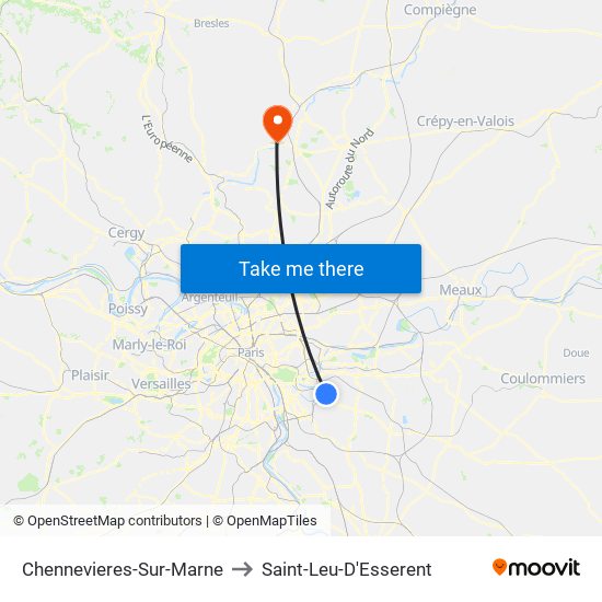 Chennevieres-Sur-Marne to Saint-Leu-D'Esserent map