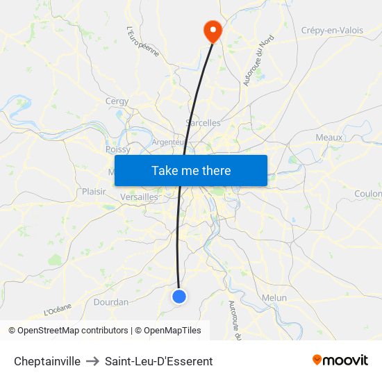 Cheptainville to Saint-Leu-D'Esserent map
