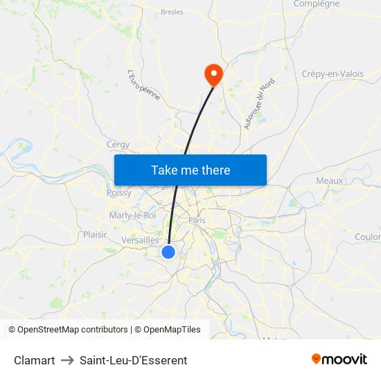 Clamart to Saint-Leu-D'Esserent map