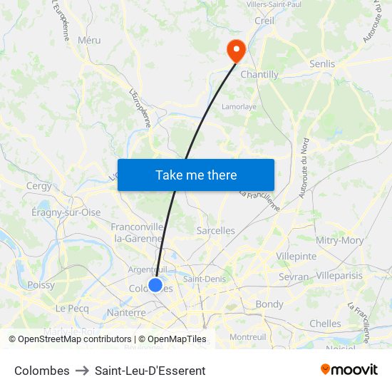 Colombes to Saint-Leu-D'Esserent map