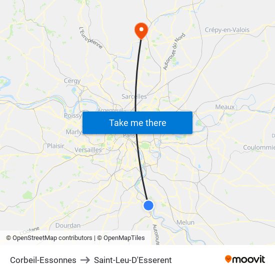 Corbeil-Essonnes to Saint-Leu-D'Esserent map