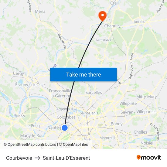 Courbevoie to Saint-Leu-D'Esserent map