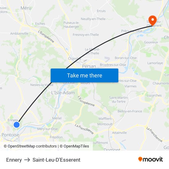 Ennery to Saint-Leu-D'Esserent map