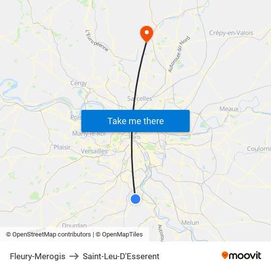 Fleury-Merogis to Saint-Leu-D'Esserent map