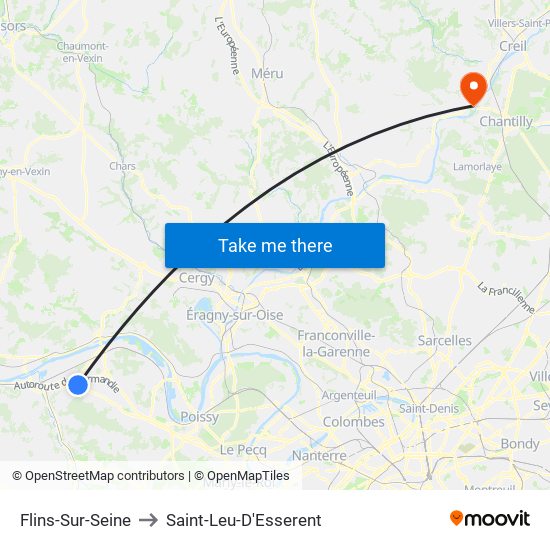 Flins-Sur-Seine to Saint-Leu-D'Esserent map