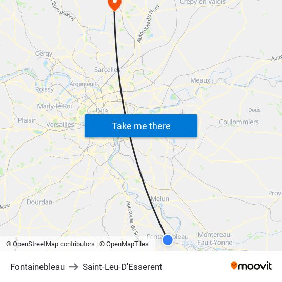Fontainebleau to Saint-Leu-D'Esserent map