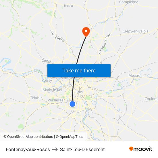 Fontenay-Aux-Roses to Saint-Leu-D'Esserent map