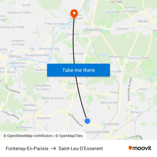 Fontenay-En-Parisis to Saint-Leu-D'Esserent map