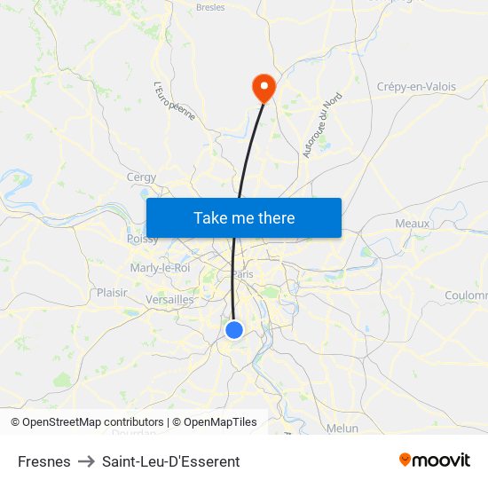 Fresnes to Saint-Leu-D'Esserent map