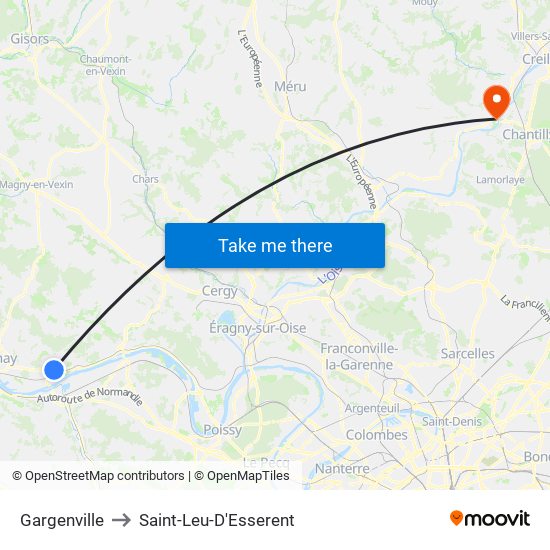 Gargenville to Saint-Leu-D'Esserent map