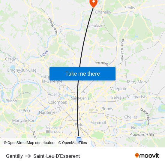 Gentilly to Saint-Leu-D'Esserent map