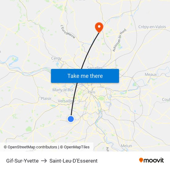 Gif-Sur-Yvette to Saint-Leu-D'Esserent map