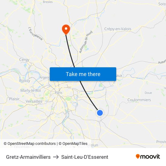 Gretz-Armainvilliers to Saint-Leu-D'Esserent map