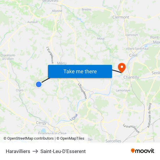 Haravilliers to Saint-Leu-D'Esserent map